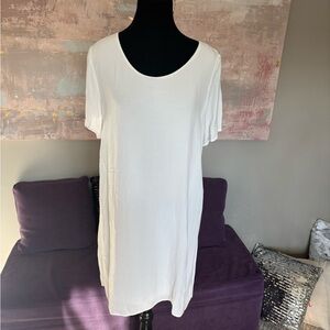 Wilfred Free White Midi short sleeve shift Dress Size L